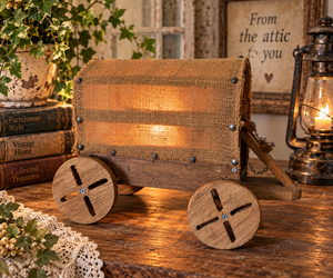 Handmade Rustic Covered Wagon Lamp / Decor – Approx. 17”