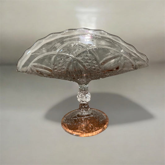 Vintage Crystal Folded Pedestaled Candy Dish