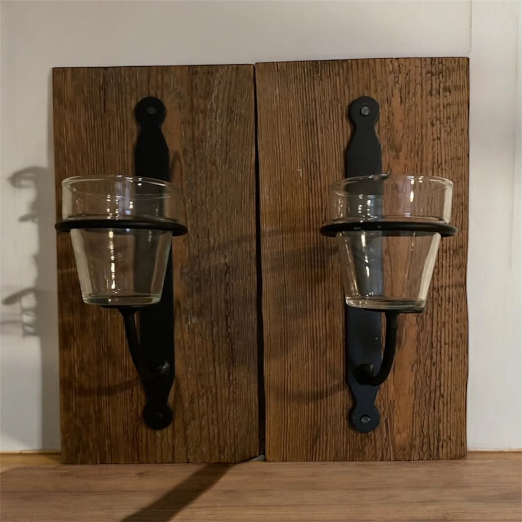 Set Of Two Rustic Candle Holders
