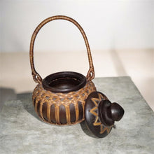 Load image into Gallery viewer, Vintage Round Wood And Wicker Rice Basket
