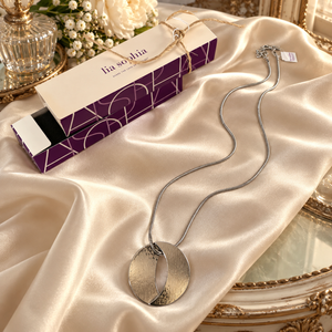 Lia Sophia Long Silver-Tone Open Circle Pendant Necklace – 34 Inches, New with Tag