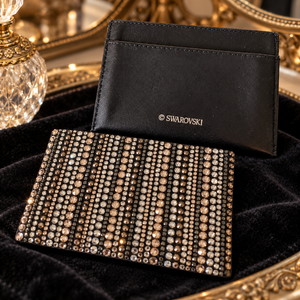 Swarovski Crystal-Embellished Black Card Holder