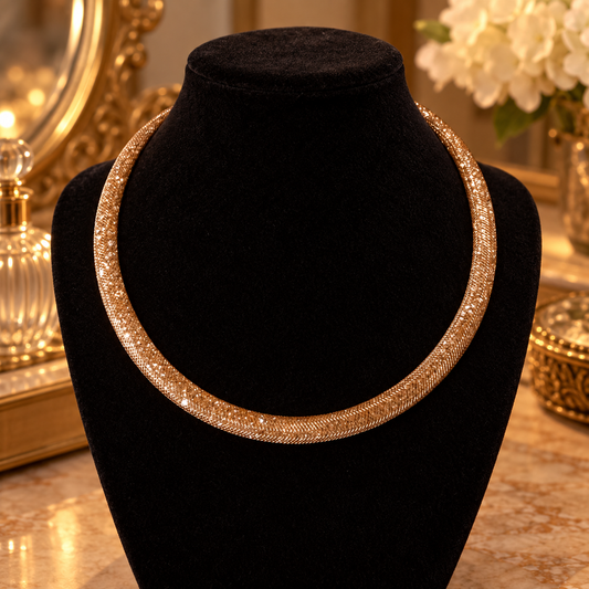 Swarovski Stardust Gold-Tone Crystal Mesh Necklace – 16 Inches