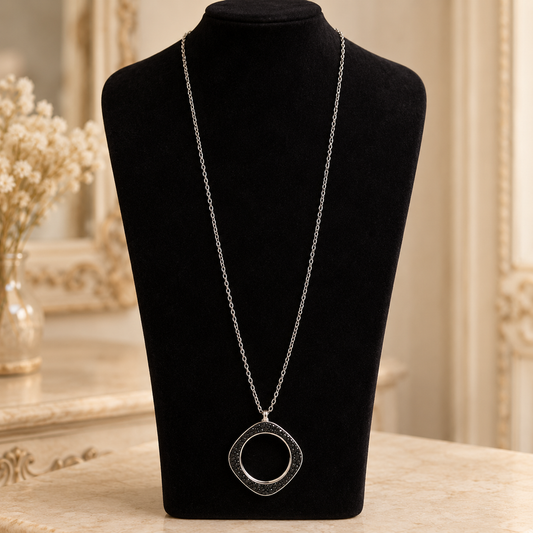 Swarovski Reversible Black & Silver Pendant Necklace, 36”