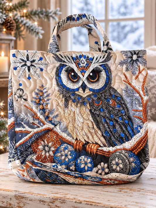 Quilted Winter Owl Tote Bag – Unused
