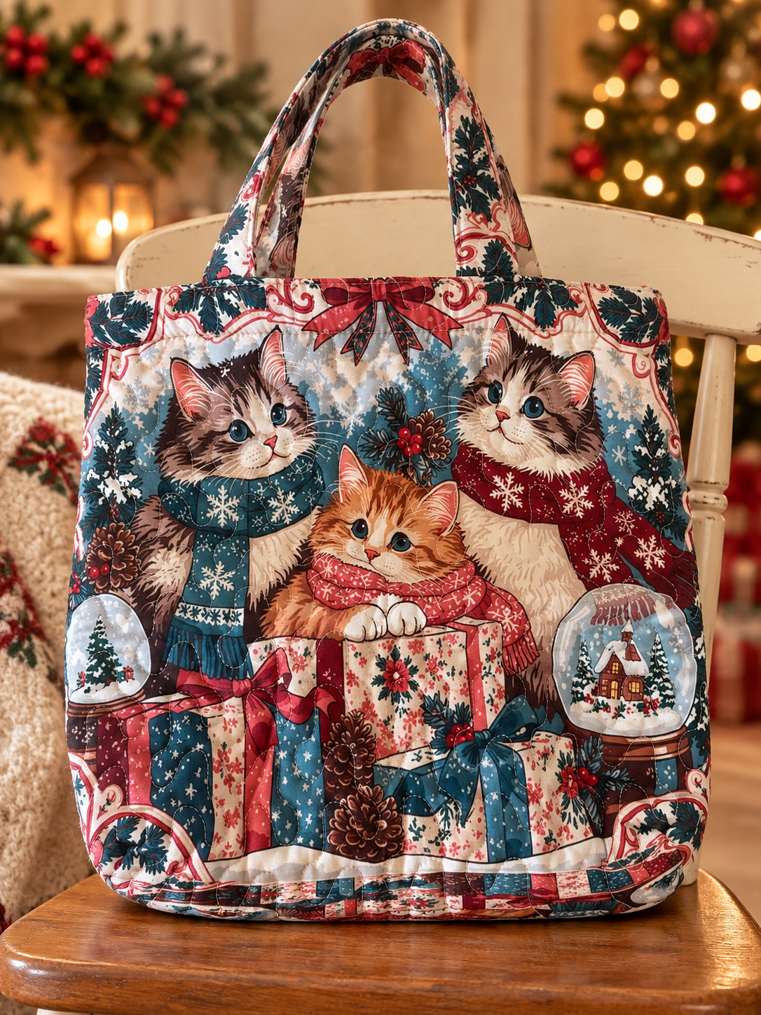 ChristmasKittenQuiltedToteBag–NewWithoutTags