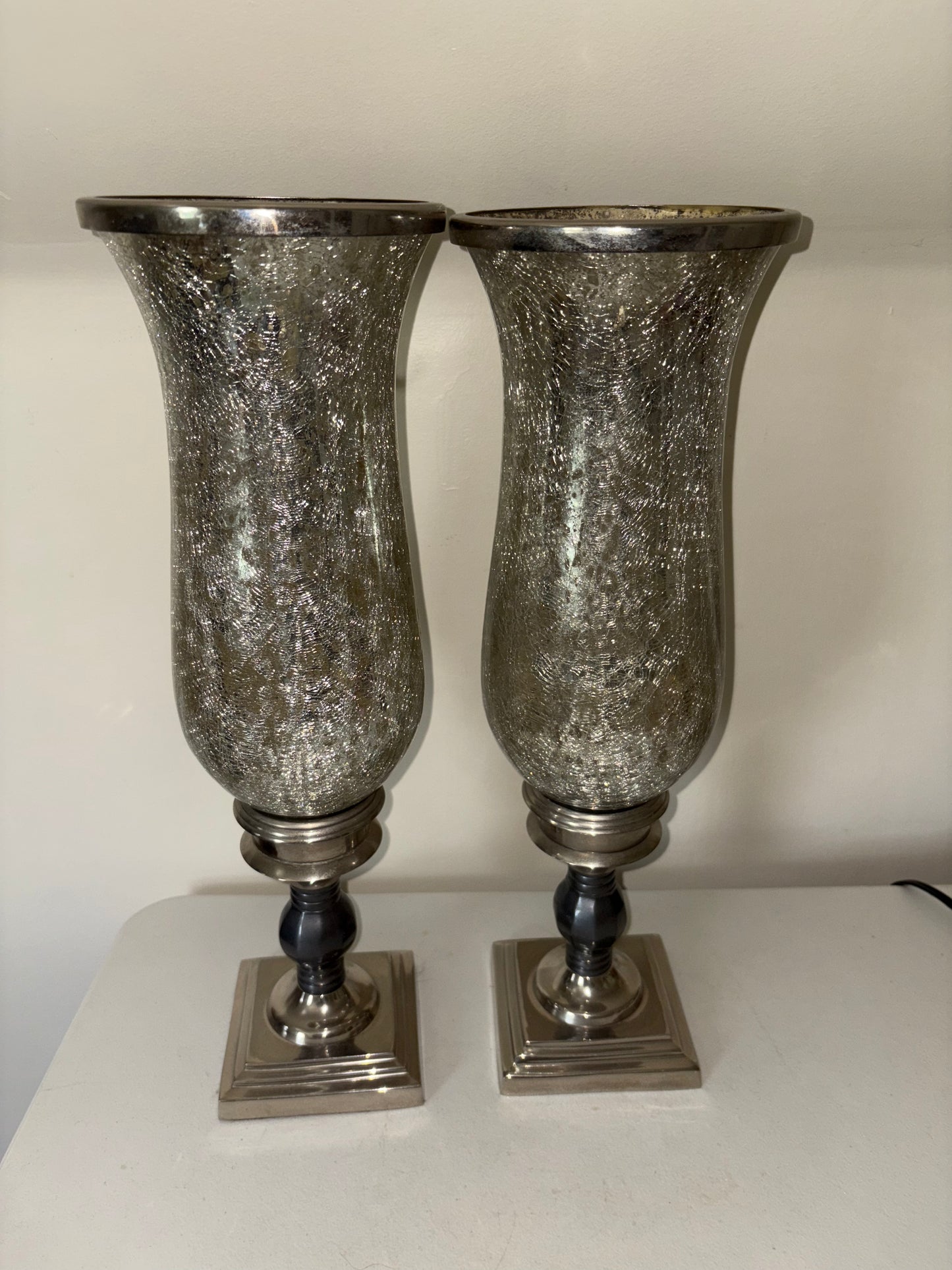 Two Vintage Mercury Glass Vessels.
