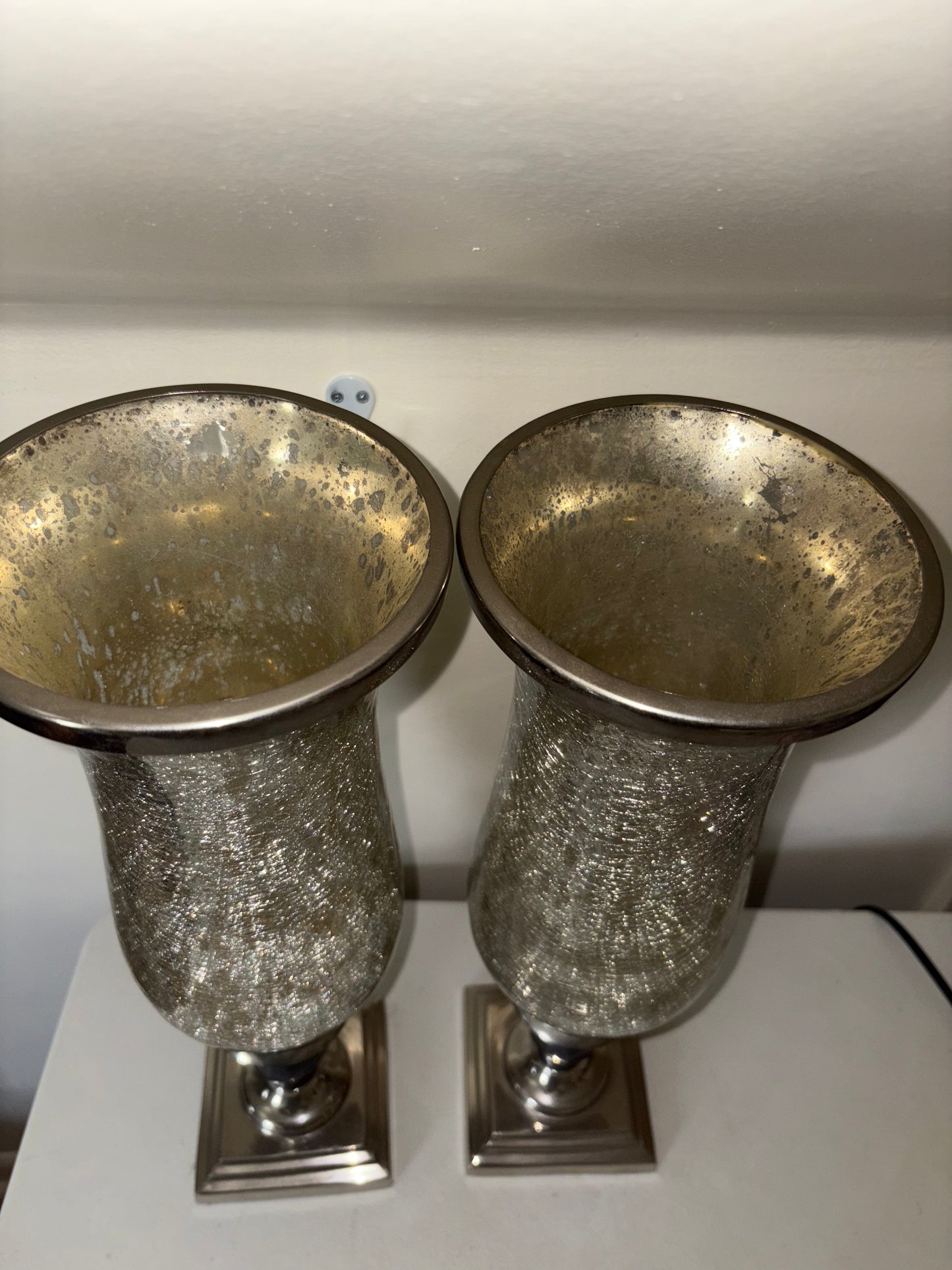 Two Vintage Mercury Glass Vessels.