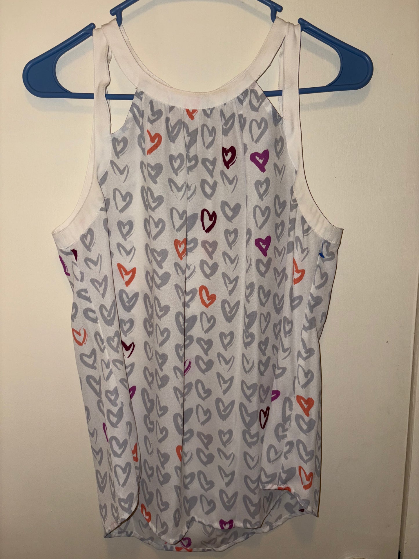 Top con estampado de corazón de Candie, blanco, talla M para mujer