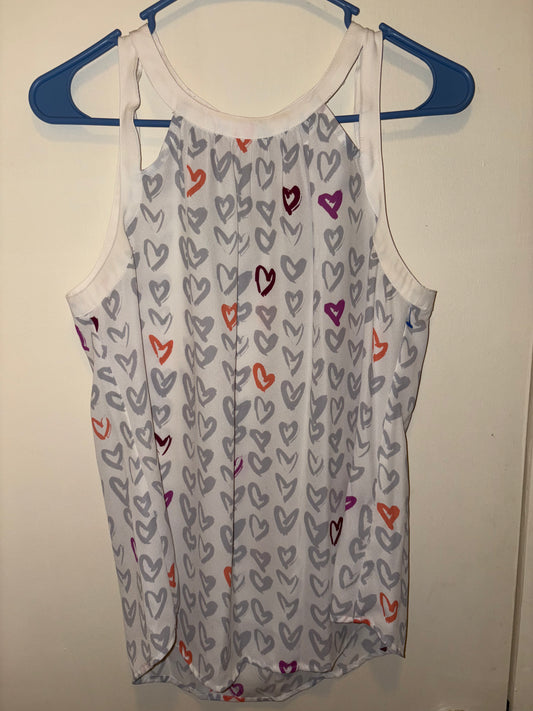 Top con estampado de corazón de Candie, blanco, talla M para mujer