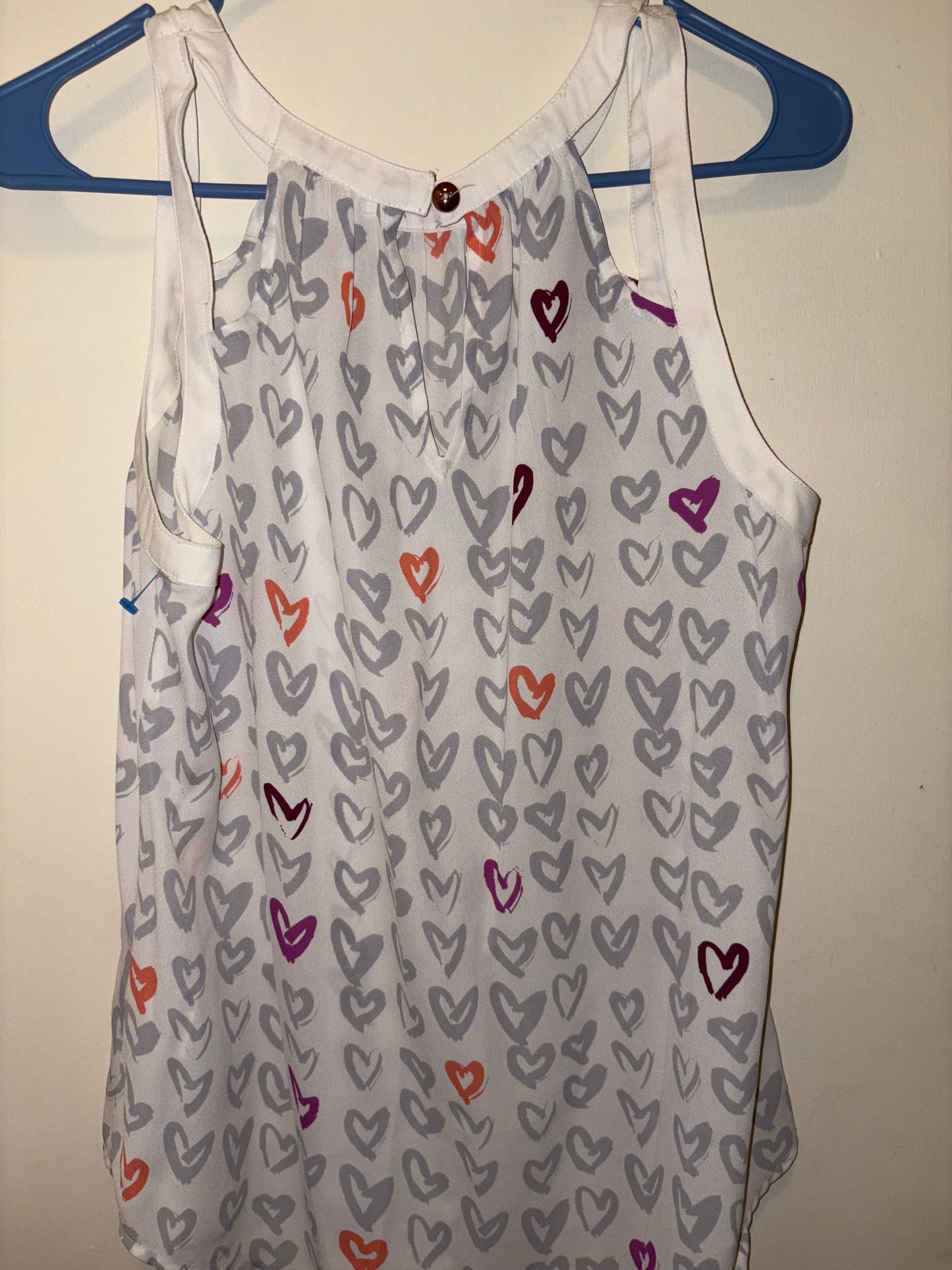 Top con estampado de corazón de Candie, blanco, talla M para mujer