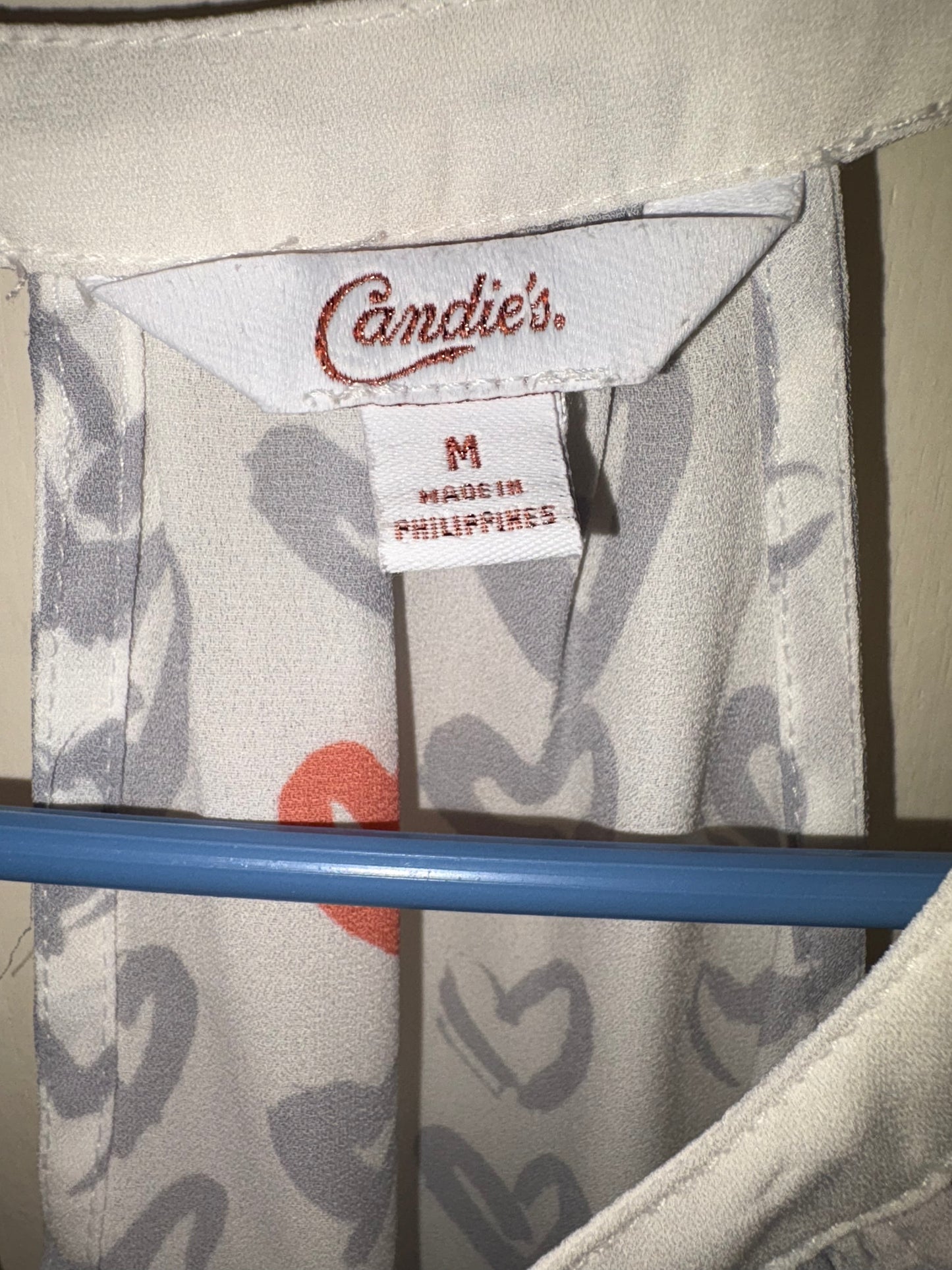 Top con estampado de corazón de Candie, blanco, talla M para mujer