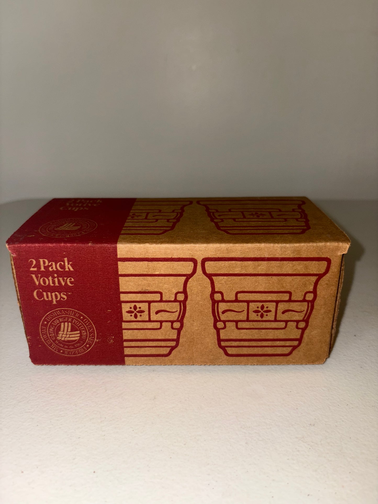 Longaberger 35939 Heirloom Ivory 2-Pack Votive Cups Woven Traditions New in Box