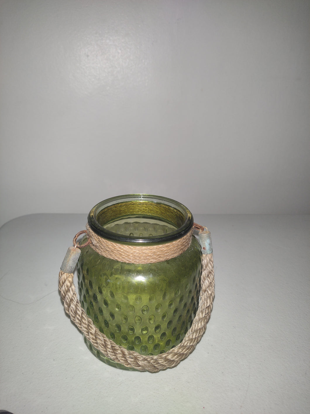 Vintage Green Glass Votive Candle Holder
