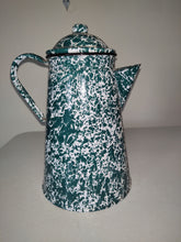 Load image into Gallery viewer, Vintage Green and White Marbled Swirl Metal Enamel Coffee Pot/Pitcher

