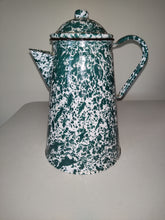 Load image into Gallery viewer, Vintage Green and White Marbled Swirl Metal Enamel Coffee Pot/Pitcher
