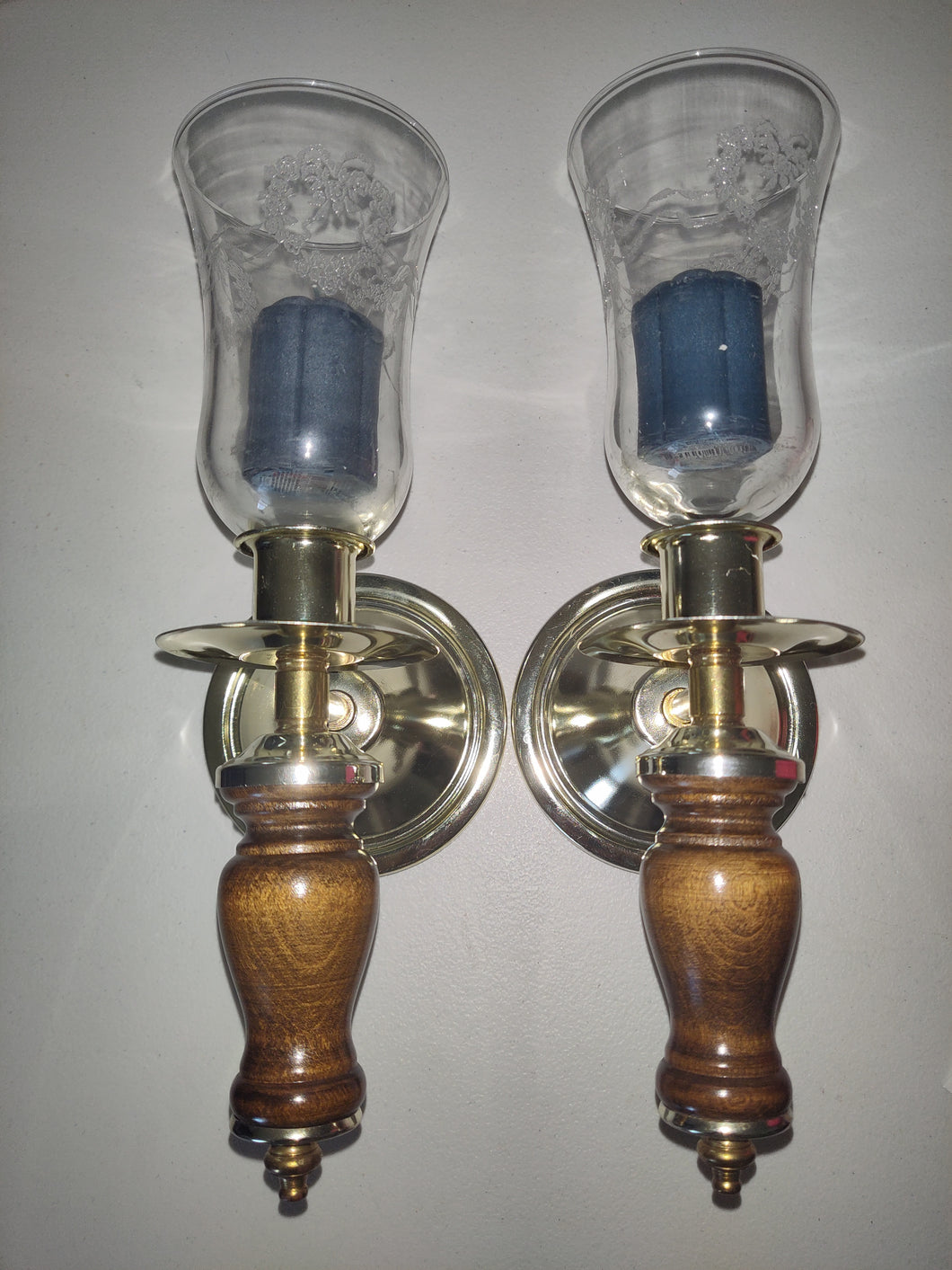 Set Of Two Homco Vintage Brass Candle Holder Sconces