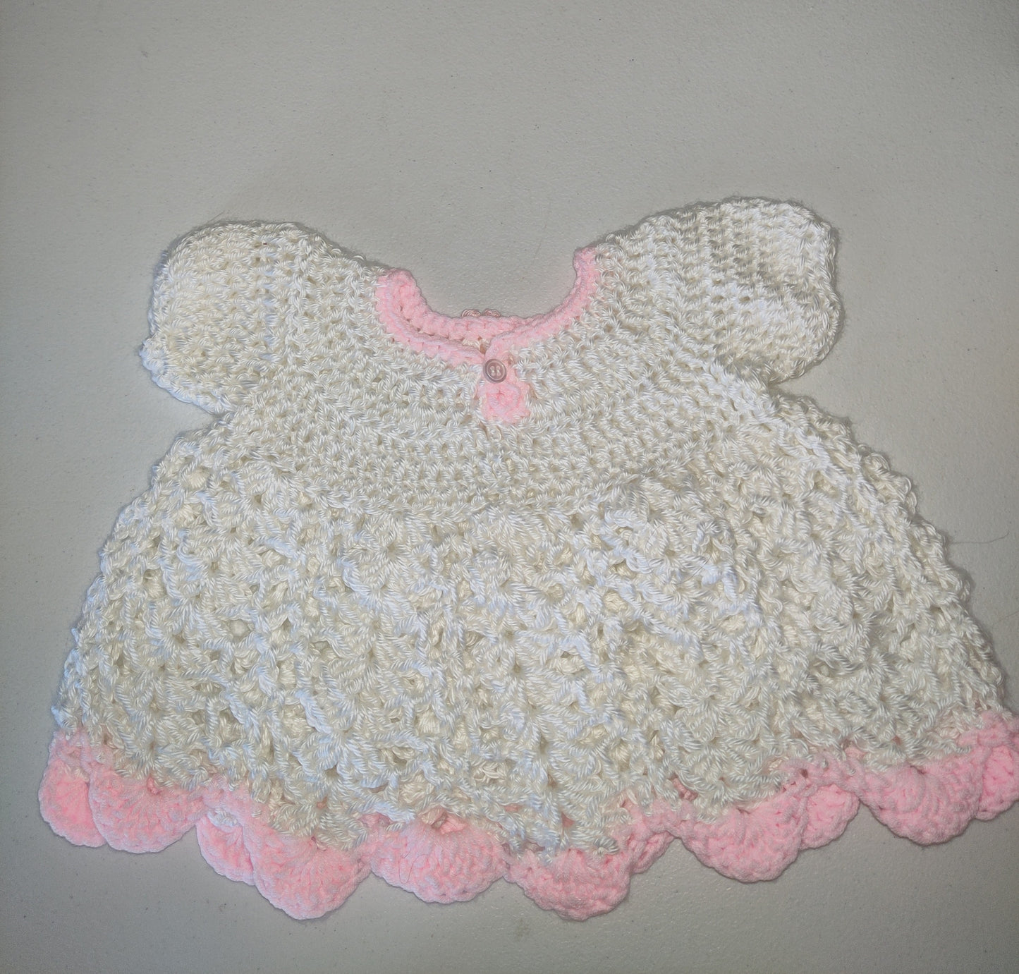 Hand Crochet Baby Dress. Size 3 months