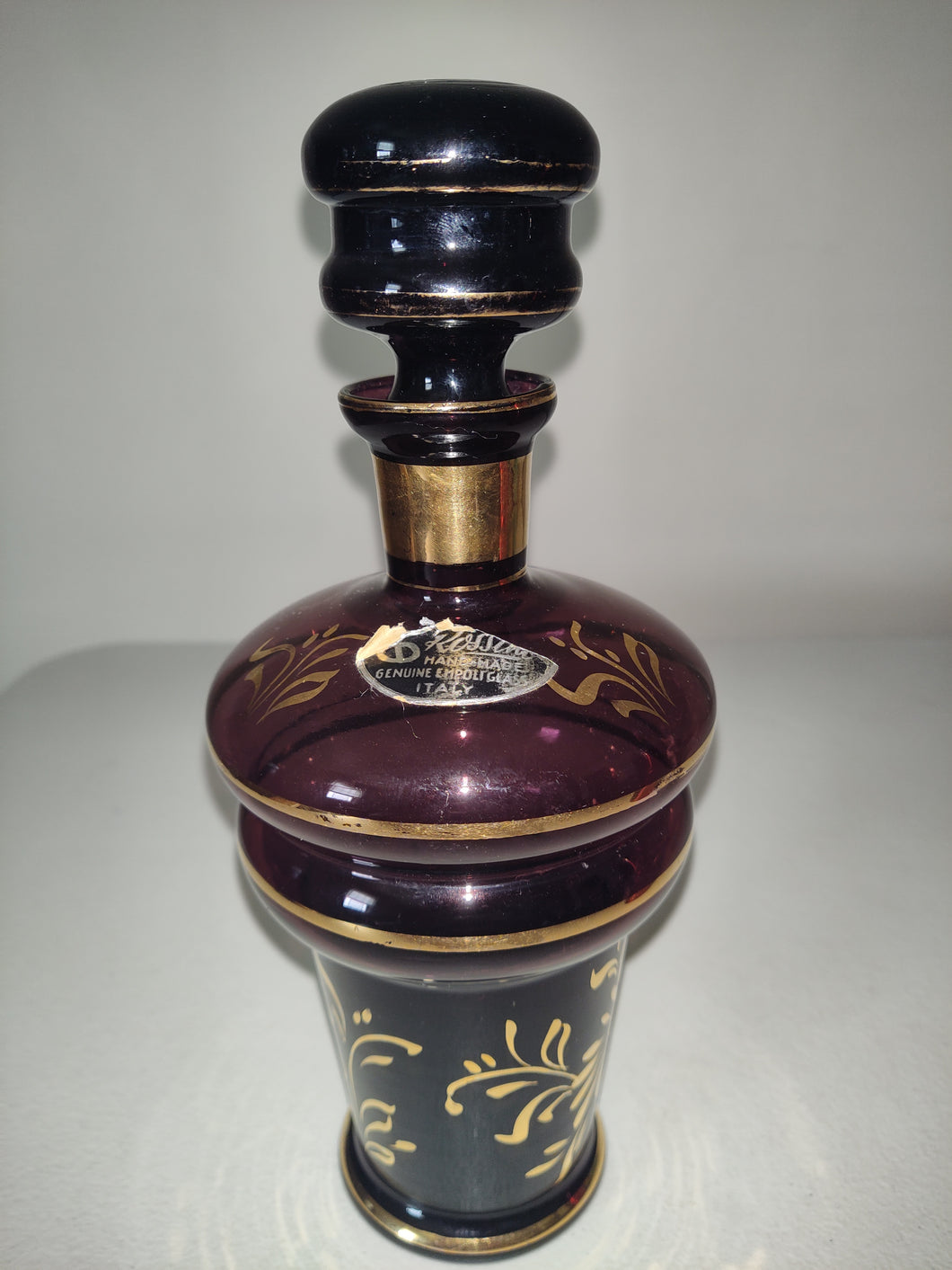 Vintage Rossini Empoli Decanter Bottle Purple Gold Glass