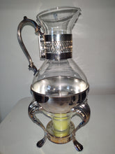 Load image into Gallery viewer, Vintage Silver Plate Glass Coffee / Tea Carafe &amp; Footed Warmer Stand Int Silver
