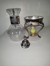 Load image into Gallery viewer, Vintage Silver Plate Glass Coffee / Tea Carafe &amp; Footed Warmer Stand Int Silver

