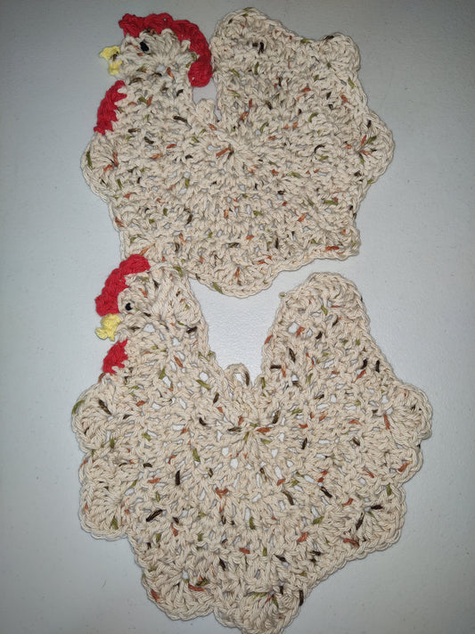 Two Handmade Chicken Potholders