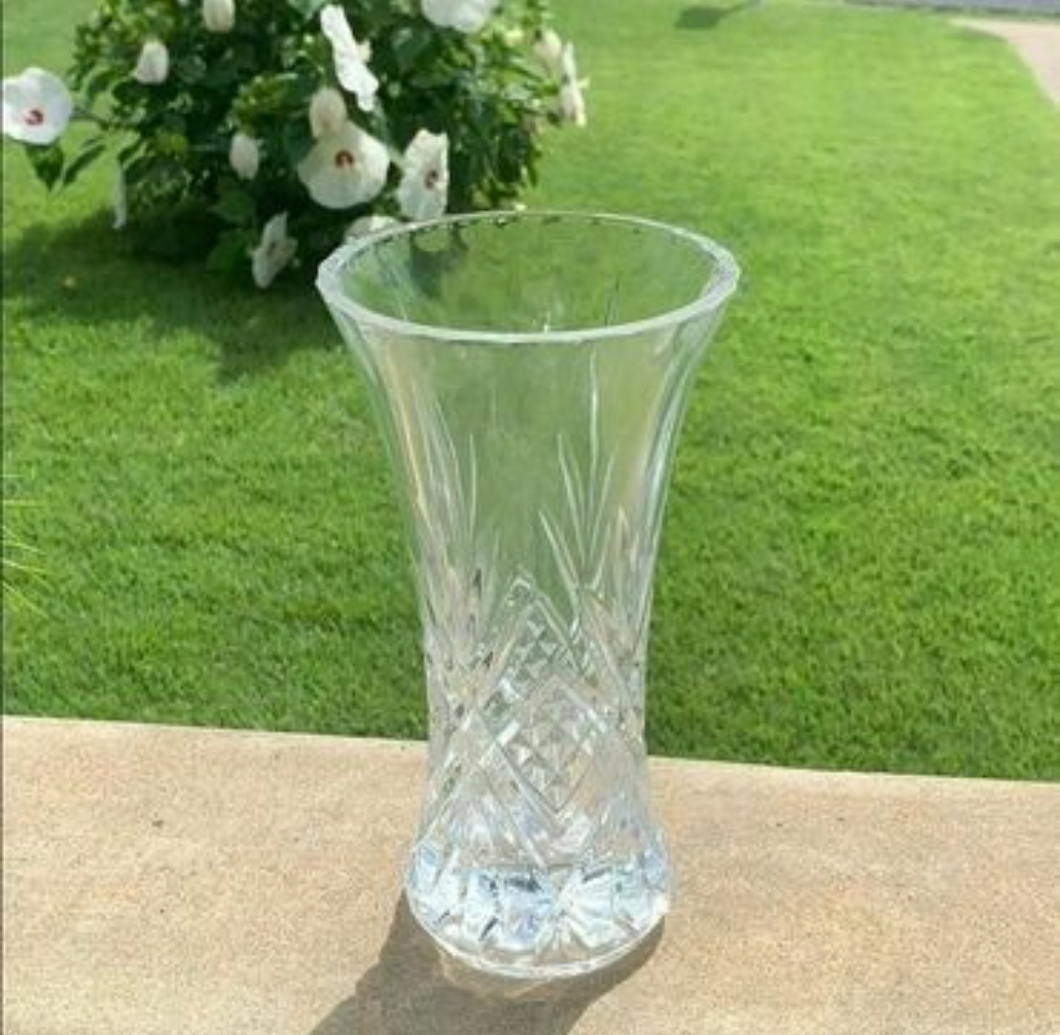 Vintage Crystal Hobstar Vase