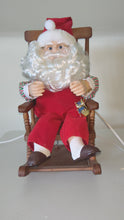 Video laden en afspelen in Gallery-weergave, Vintage Telco Animated Rocking Chair Santa
