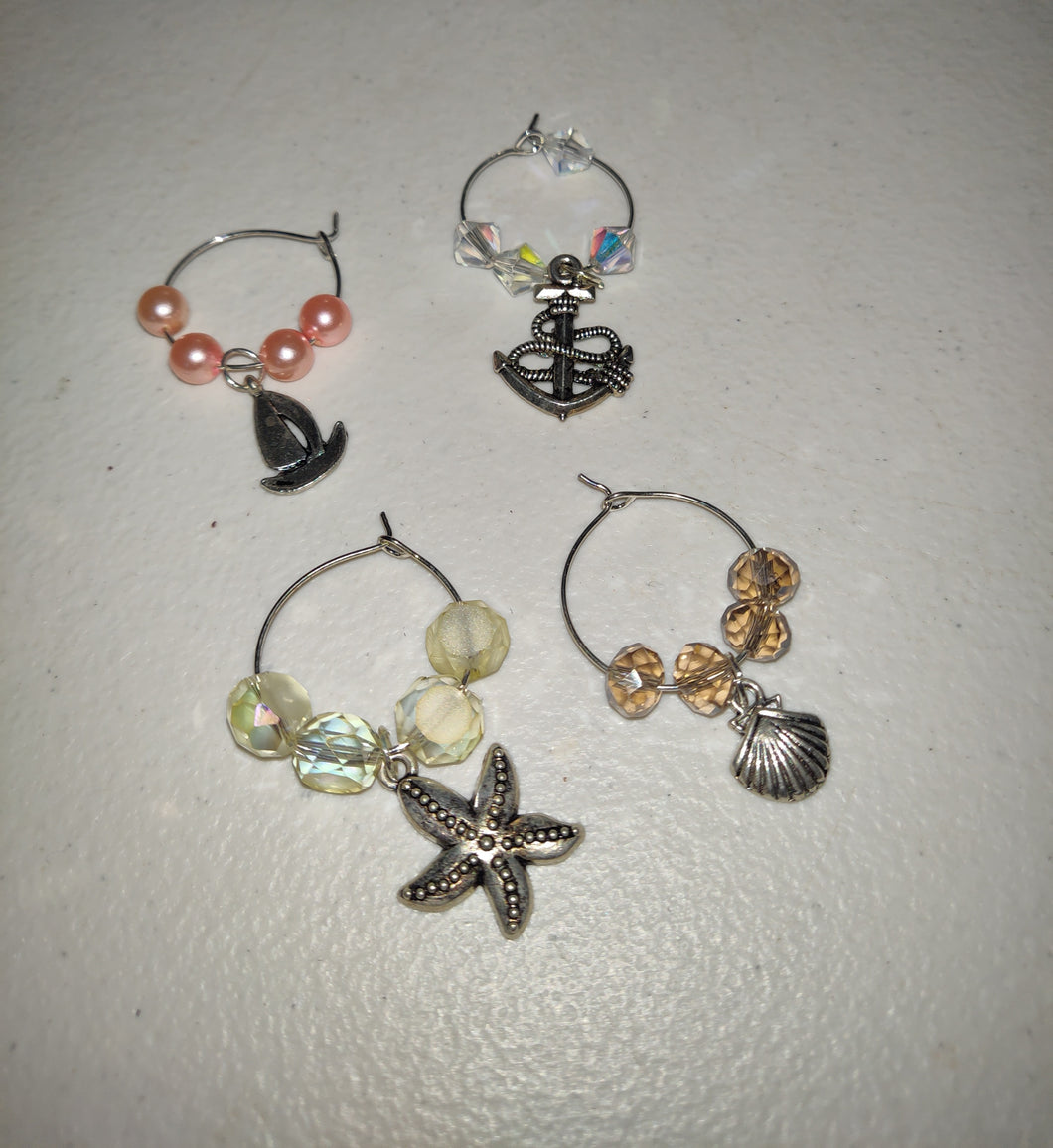 Set Of Four Nautical Wine Bottle Charms