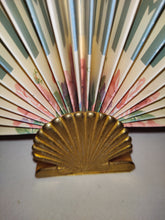 Load image into Gallery viewer, Vintage Paper Fan With Brass Shell Stand
