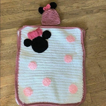 Load image into Gallery viewer, Hand crochet Minnie Mouse baby sleeping bag &amp; Hat
