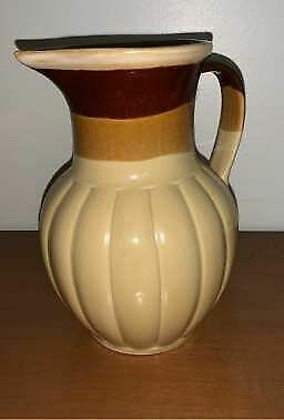 Glazed Stoneware Pitcher Cream & Brown
