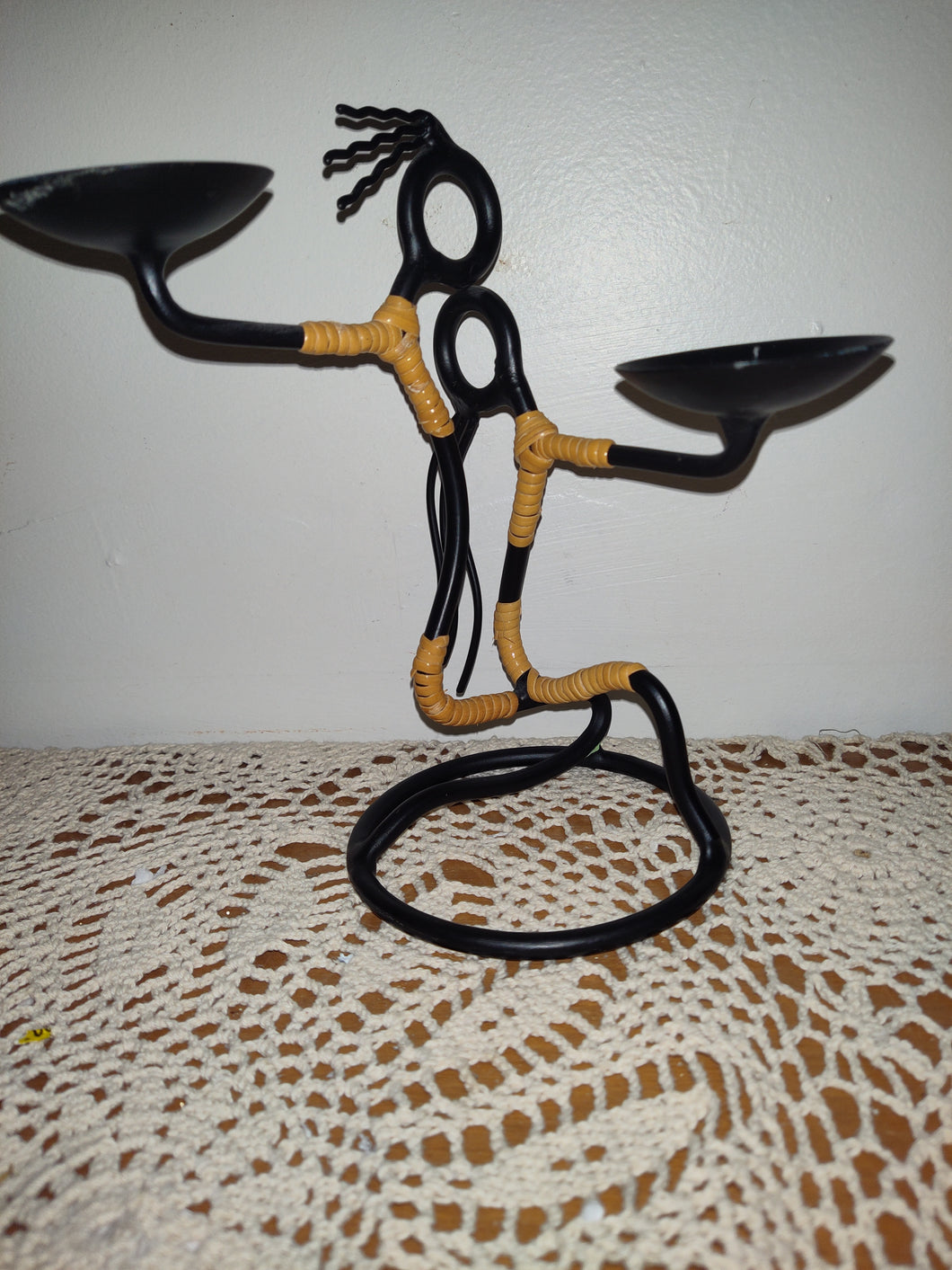 Man Kissing Woman Wrought Iron  Figure Candle Holder