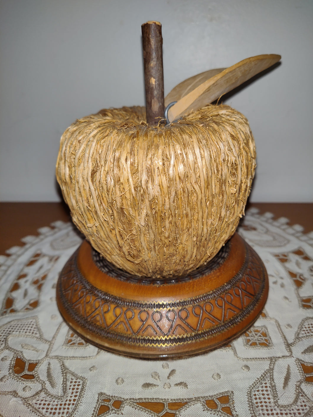 Vintage Hand Made Wood And Twig Apple
