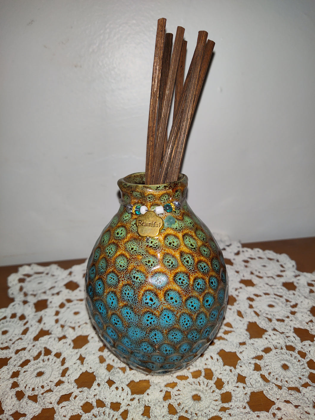 Handmade Pottery Incence Defuser (Bud Vase)