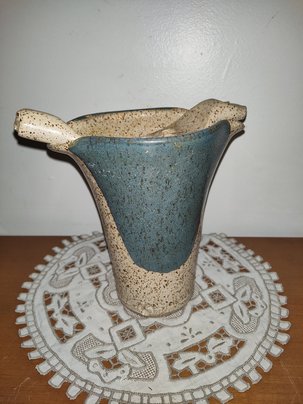 Vintage Studio Art Stoneware Pottery Vase & Frog