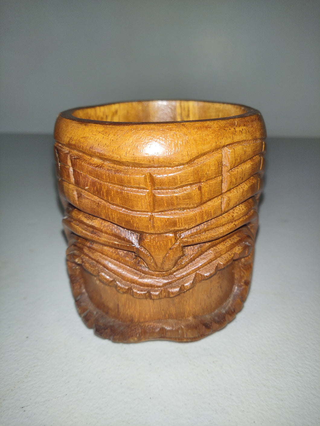 Vintage Hand Carved Wood Tiki Mug