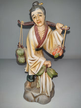Load image into Gallery viewer, Vintage Chinese Peddler Hand Painted Porcelain Figurine Carrying Fruit &amp; Vegetables
