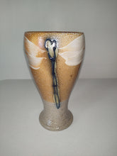 Load image into Gallery viewer, Rock Hard Stoneware Pottery Dragonfly Vase Goblet Hand Thrown Salt Glazed
