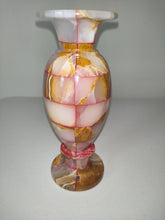 Load image into Gallery viewer, Italian Vintage Pink, White &amp; Brown Artistic Vase in Carrara Marble
