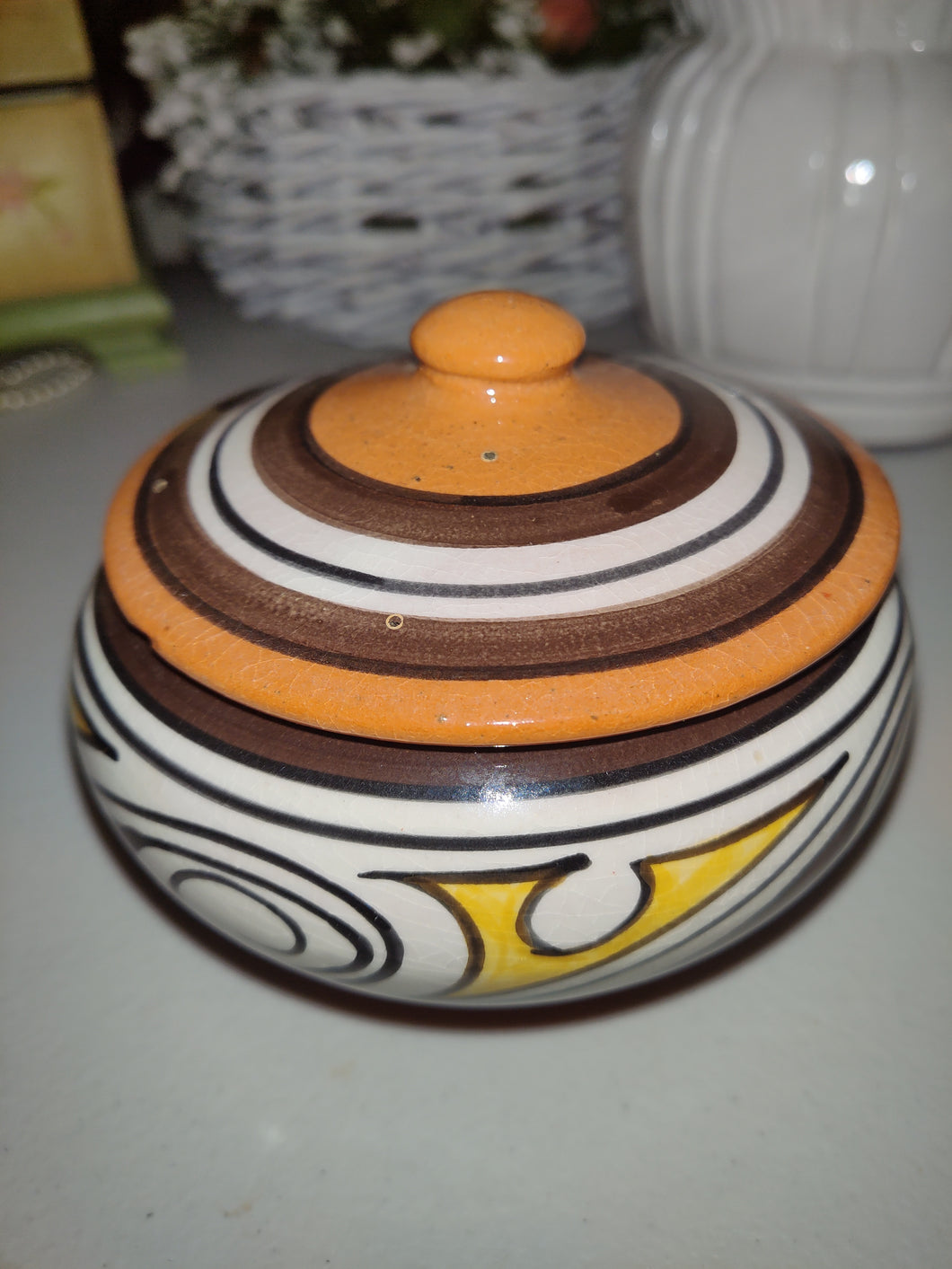 Vintage Panamanian LA Arena Chitre Souvenir Pottery Dish With Lid
