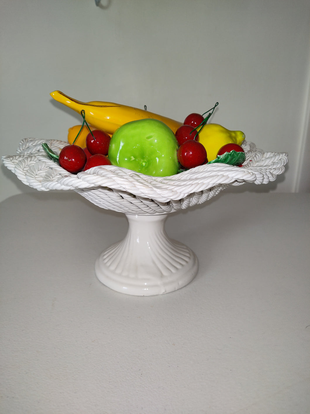 Vintage 50's Capodimonte Handmade Ceramic lattice Fruit Bowl