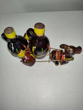 Load image into Gallery viewer, Rare Vintage Brown Donkey Oil, Vinegar,Salt Pepper &amp; Cart
