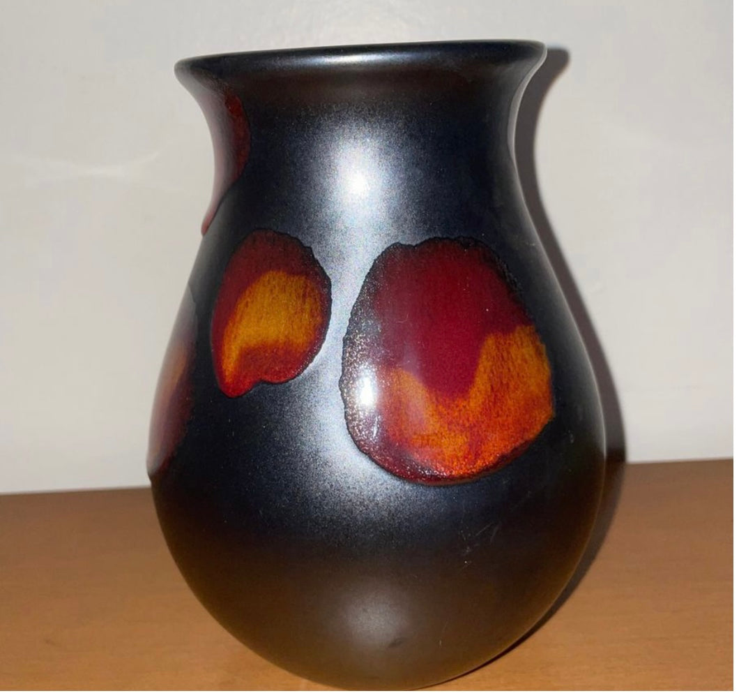 Vintage Poole Pottery Vase, Galaxy Pattern With Lavish Lava Glaze