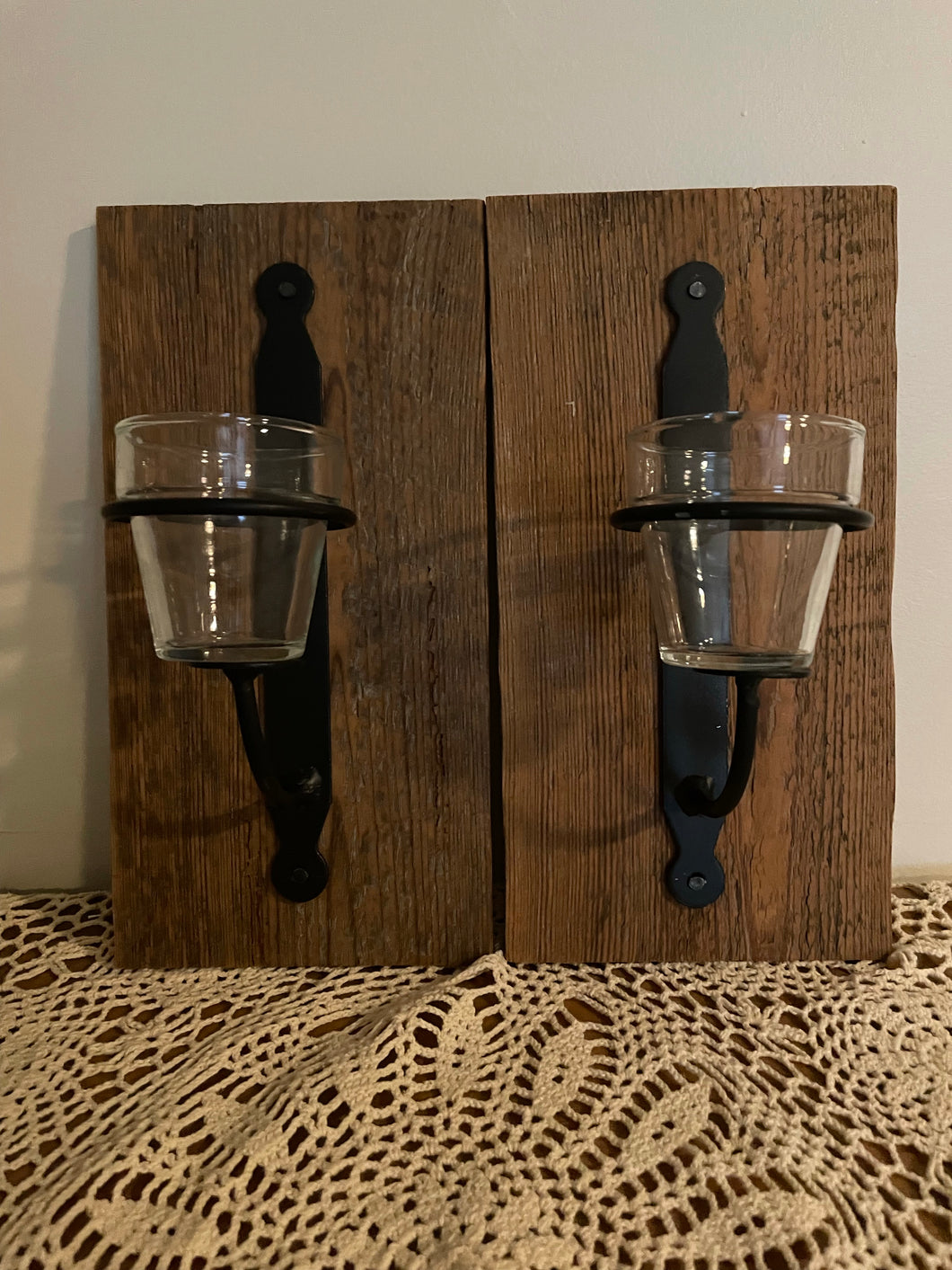 Set Of Two Rustic Candle Holders